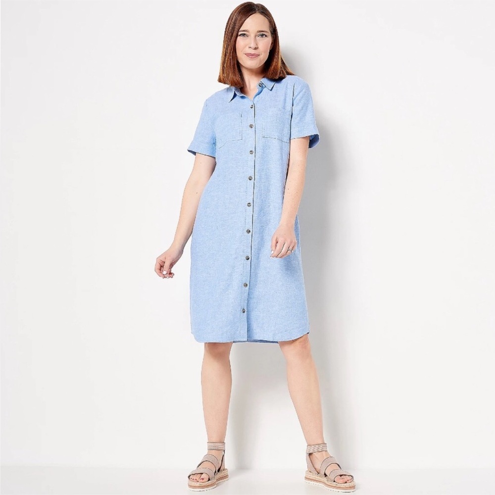 Linen Blend Shirt Dress - Picture 4 of 11